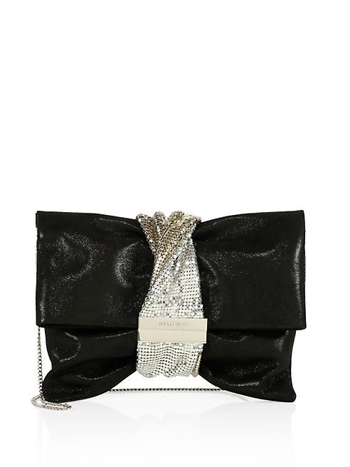 Jimmy Choo - Chandra Crystal-Band Shimmer Suede Clutch