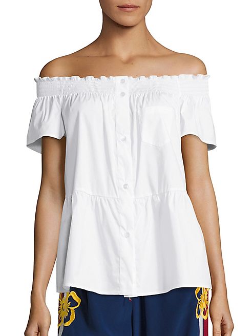 RED Valentino - Off-The-Shoulder Peplum Blouse