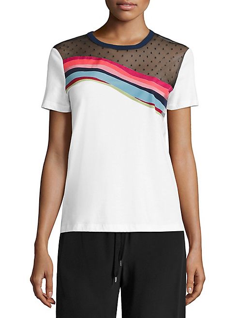 RED Valentino - Rainbow Point D'Esprit-Yoke Tee