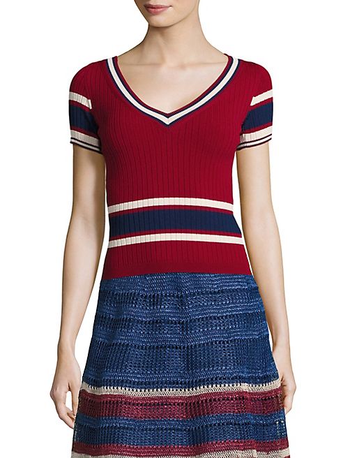 RED Valentino - Striped Rib-Knit Sweater