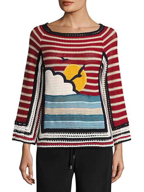 RED Valentino - Beach Open Knit Cotton Sweater