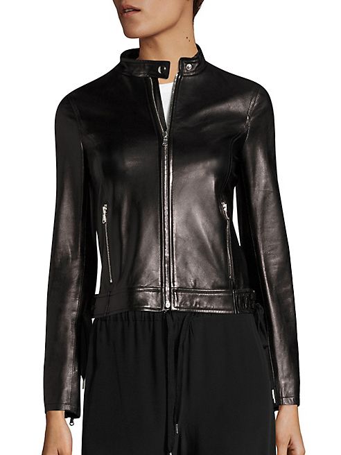 RED Valentino - Lace-Up Leather Moto Jacket