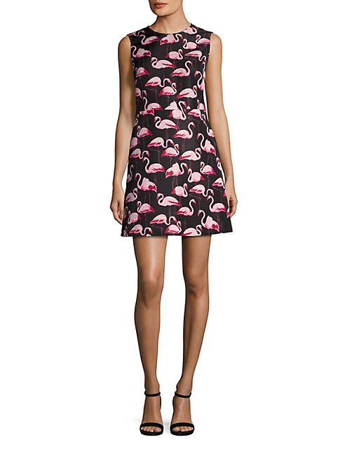 RED Valentino - Flamingo-Print Faille Dress