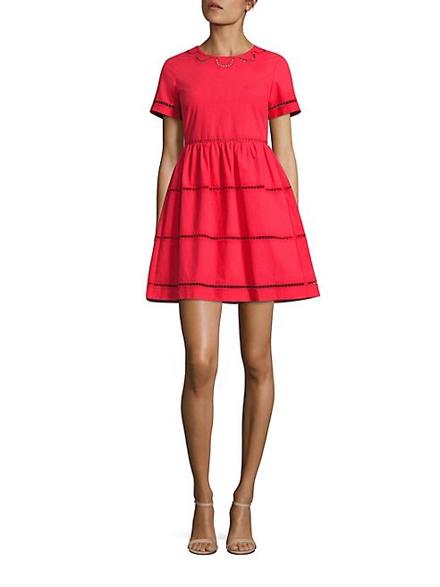 RED Valentino - Lace Inset Cotton A-Line Dress