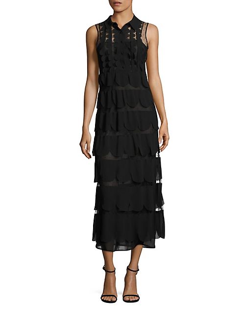 RED Valentino - Scalloped Tiered Midi Dress