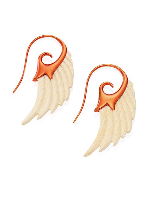 Noor Fares - Fly Me To The Moon Bamboo & 18K Yellow Gold Wing Earrings