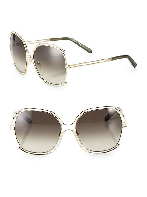 Chloé - 59MM Oversized Wire-Trim Square Sunglasses