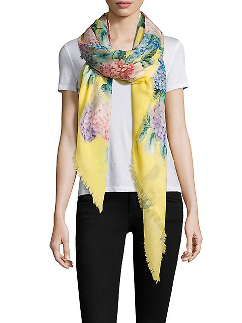 Gucci - Hydrangea-Print Cashmere & Silk Scarf