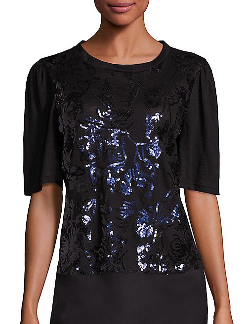 Rebecca Taylor - Linen Sequin Top