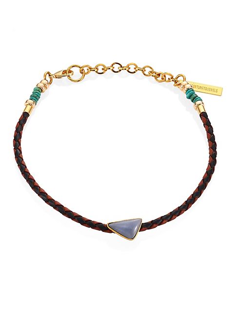 Lizzie Fortunato - Cowgirl Angelite, Turquoise & Leather Choker