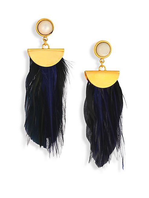 Lizzie Fortunato - Parrot Mother-Of-Pearl Feather Earrings