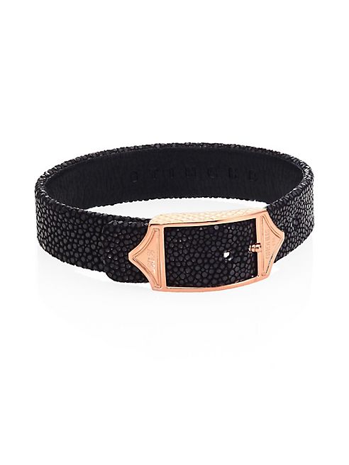 StingHD - Luxe Pure Silver & Stingray Leather Buckled Bracelet