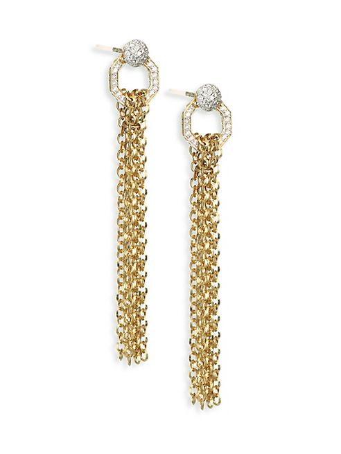 Phillips House - Hero Diamond & 14K Yellow Gold Chain Drop Knocker Earrings