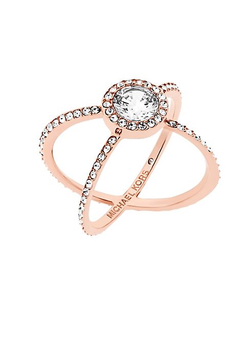 Michael Kors - Crystal Double-Band Ring/Rose Goldtone