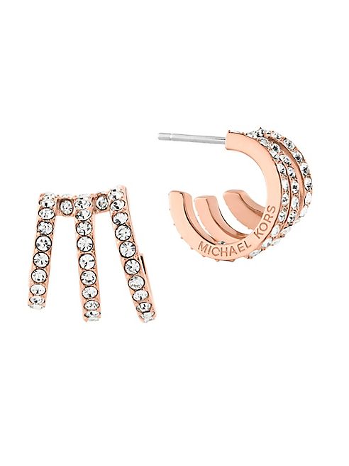 Michael Kors - Modern Brilliance Crystal Pavé Huggie Earrings/Rose Goldtone