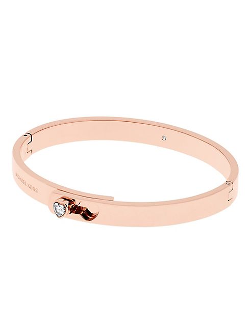 Michael Kors - Modern Brilliance Crystal Heart Fold-Over Bracelet/Rose Goldtone