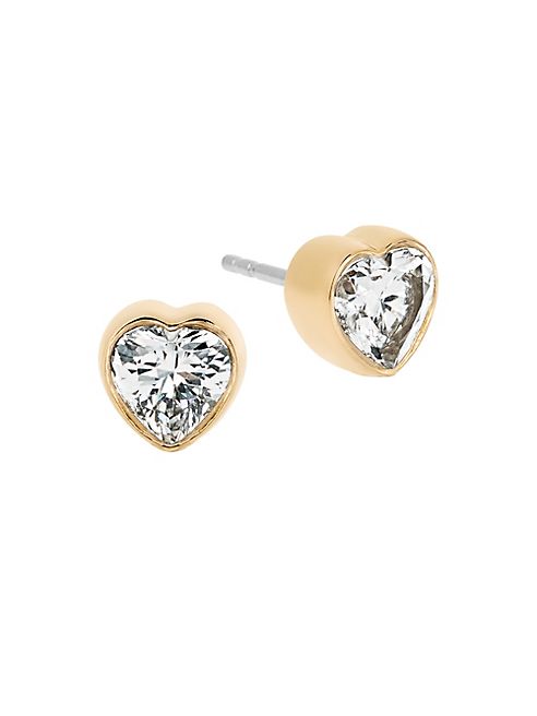 Michael Kors - Modern Brilliance Crystal Heart Stud Earrings/Goldtone