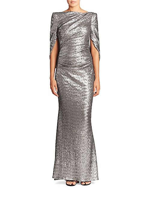 Talbot Runhof - Sequin Cape Gown