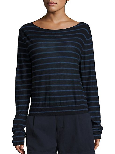 Vince - Striped Cashmere Boatneck Sweater