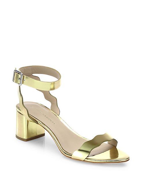 Loeffler Randall - Emi Scallop Metallic Leather Block Heel Sandals