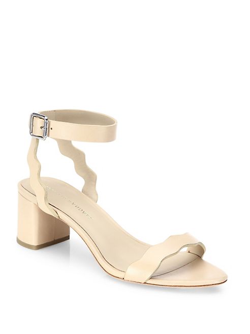 Loeffler Randall - Emi Scallop Leather Block Heel Sandals