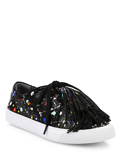 Loeffler Randall - Logan Tassel Splatter Paint Leather Sneakers