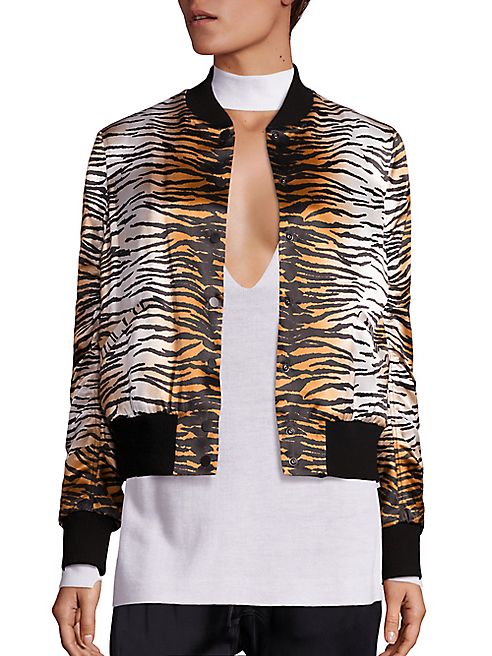 A.L.C. - Lloyd Silk Tiger-Print Bomber Jacket