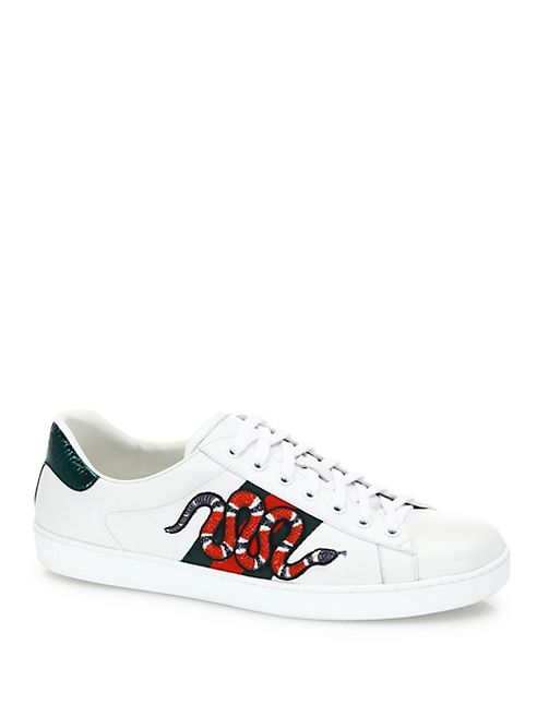 Gucci - New Ace Snake Lace-Up Sneakers