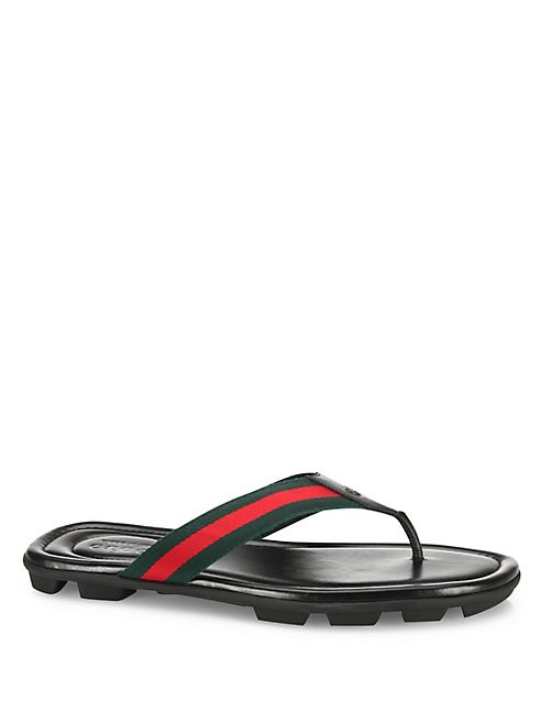 Gucci - Titian Beach Web & Leather Thong Sandals