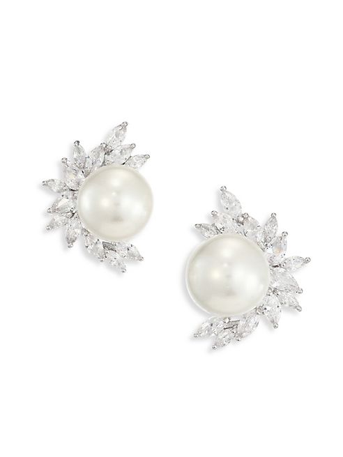 Fallon - ¿¿onarch Marquis Cluster & Faux-Pearl Stud Earrings