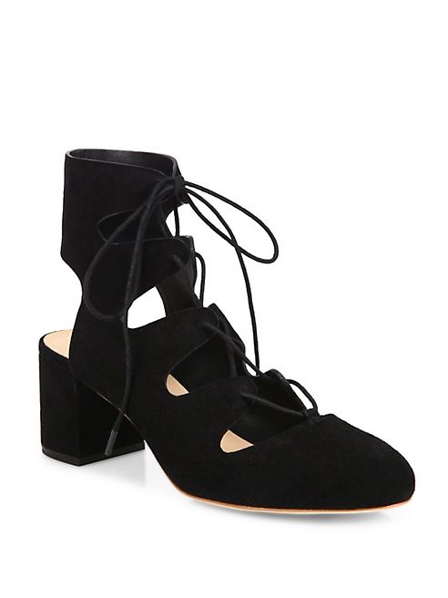 Loeffler Randall - Lexi Suede Lace-Up Block Heel Pumps