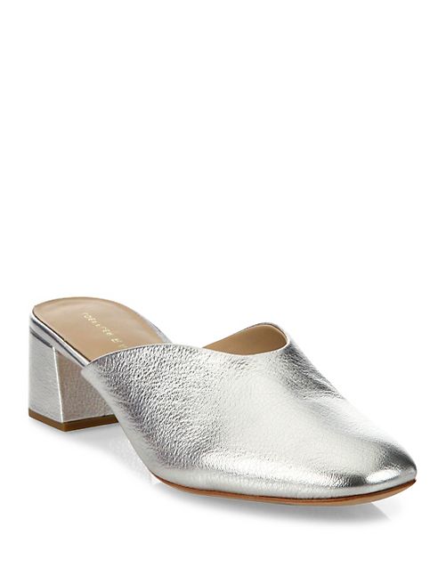 Loeffler Randall - Lulu Metallic Leather Block Heel Mules