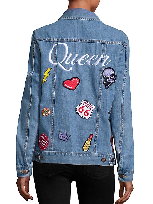 Logophile - Queen Embroidered Appliqued Denim Jacket