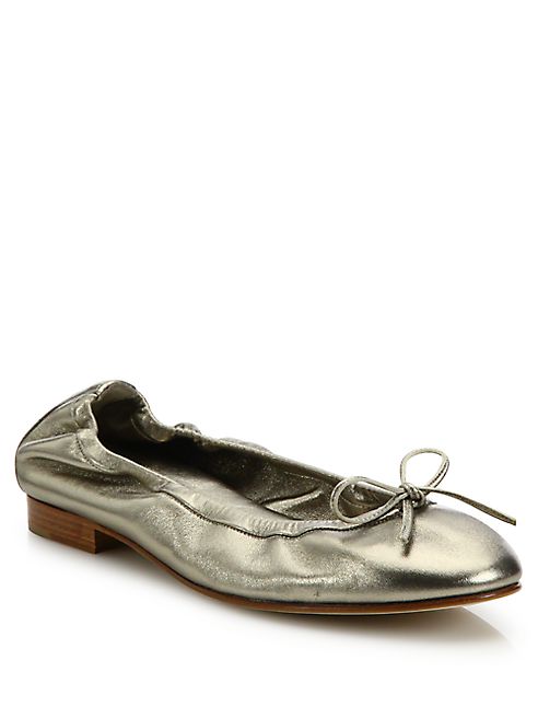 Manolo Blahnik - Tobaly Metallic Leather Ballet Flats