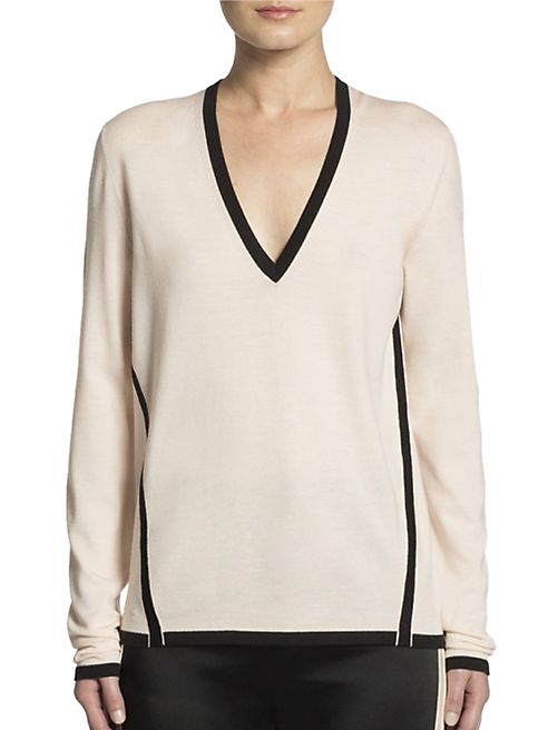 Lanvin - Bicolor Trim Wool Knit Pullover