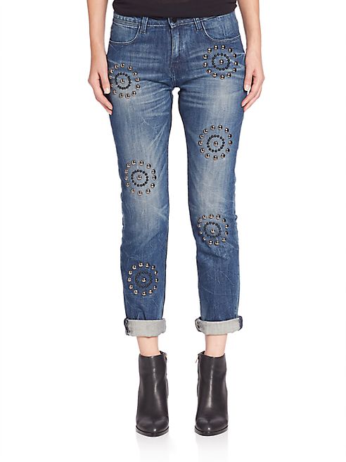 Brockenbow - Charlotte Studded Circular Pattern Boyfriend Jeans