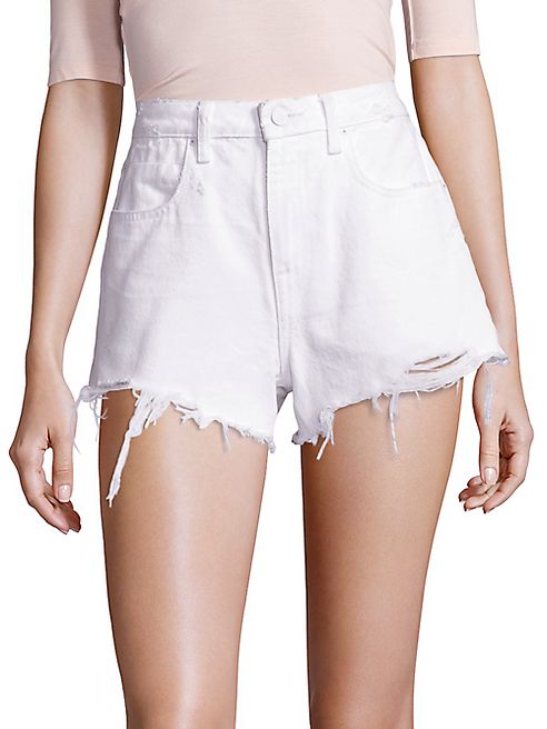 Alexander Wang - Denim x Alexander Wang Bite High-Rise Raw-Edge Denim Shorts