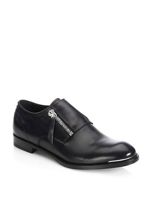 Alexander McQueen - Leather Side-Zip Monk-Strap Shoes