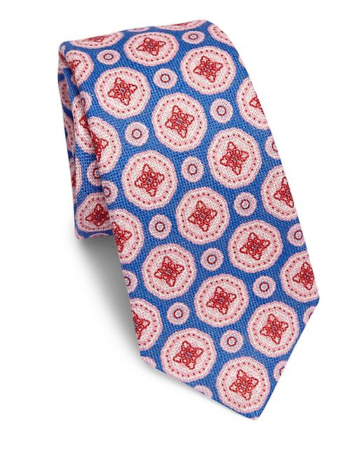 Kiton - Large Medallion Linen Tie