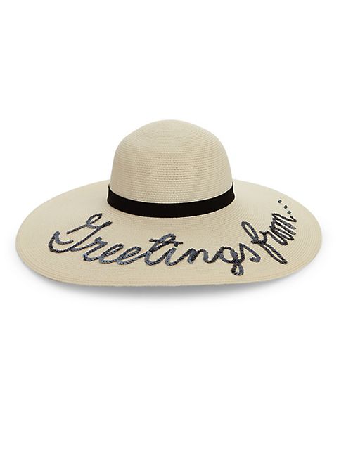 Eugenia Kim - Bunny Sequined 'Greetings From' Wide-Brim Sun Hat