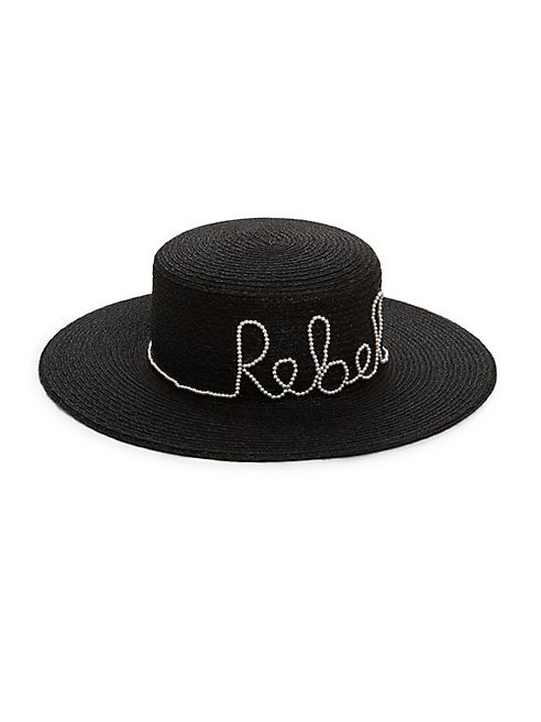 Eugenia Kim - Colette Rebel-Embroidered Hemp Boater Hat