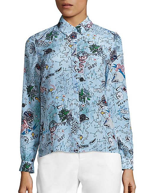 Alice + Olivia - Willa Silk Printed Shirt