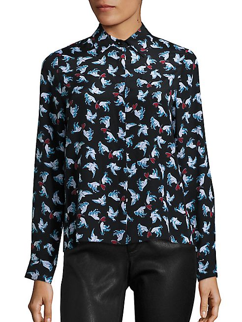 Alice + Olivia - Willa Silk Dove-Print Shirt