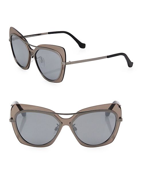 Balenciaga - 57MM Mirrored Oversized Butterfly Sunglasses