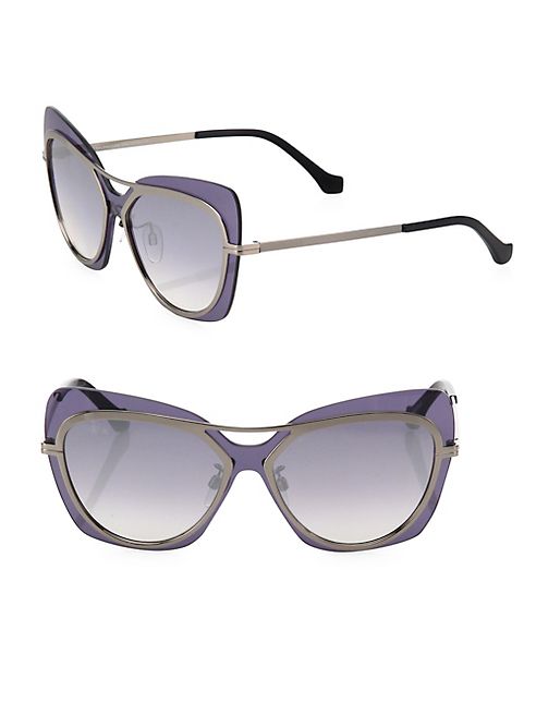 Balenciaga - 57MM Mirrored Oversized Butterfly Sunglasses