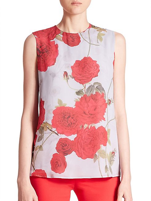 Giambattista Valli - Sleeveless Floral-Print Silk Blouse