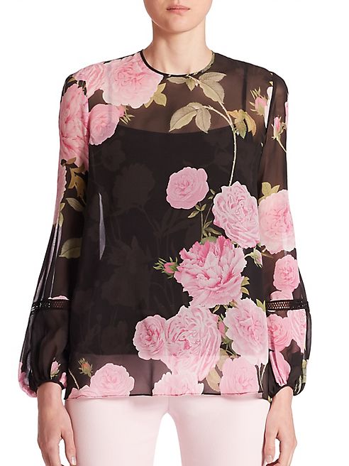 Giambattista Valli - Balloon Sleeve Floral-Print Silk Blouse