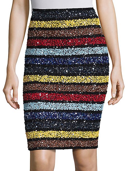 Alice + Olivia - Ramos Sequin Striped Skirt