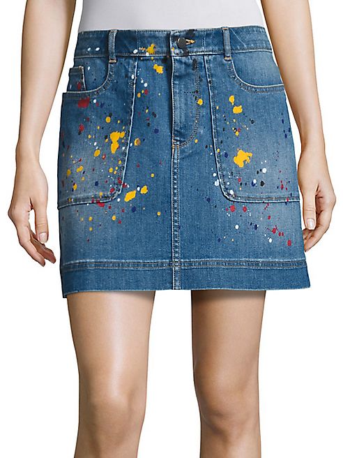 Alice + Olivia - Coletta Paint Splatter Denim Mini Skirt