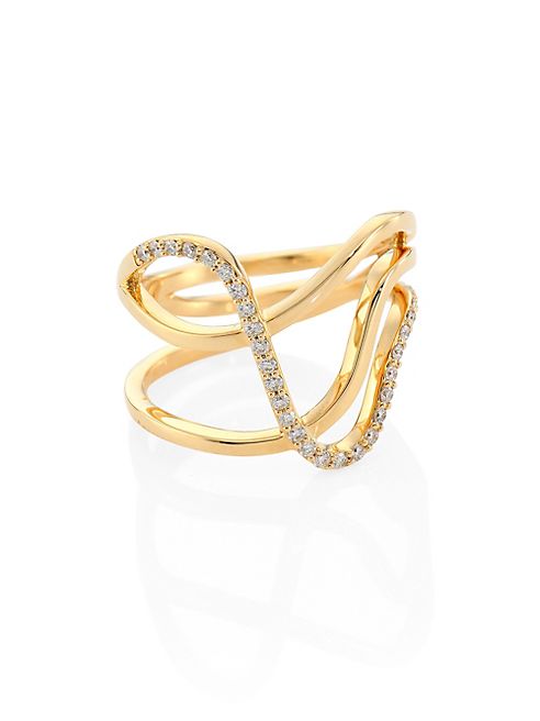 Paige Novick - Infinity Diamond & 18K Yellow Gold Curved Three-Row Ring